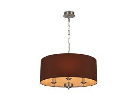 DK0077  Banyan 50cm 3 Light Pendant Satin Nickel, Raw Cocoa/Grecian Bronze
